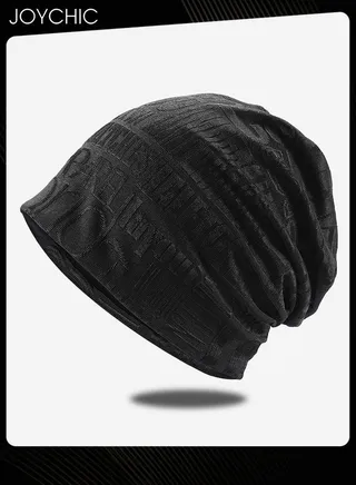 Cotton Slouchy Beanie Spring Autumn Skull Cap Hip-Hop Running Adult Dwarf Hat Breathable Chemo Cap for Men Women Black 