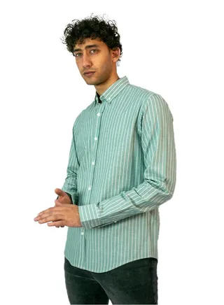 SLIM FIT STRIPED LINEN SHIRT 