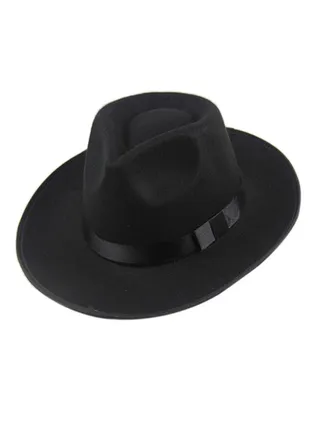Wide Brim Fedora Panama Hat Black 