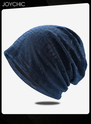 Cotton Slouchy Beanie Spring Autumn Skull Cap Hip-Hop Running Adult Dwarf Hat Breathable Chemo Cap for Men Women Blue 