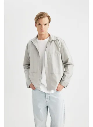 Man Relax Fit Woven Long Sleeve Shirt 
