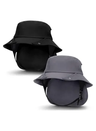 2 Pcs Bucket Hats for Men Women Surf Hat with Chin Straps Sun Hats for Hiking Surfing Camping Boating Water Sports 