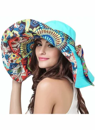 Womens Beach Hat Floppy Reversible Big Sun Hat Wide Brim Fedora SPF Hat UPF 50+Beach Sun Bucket Hat Packable Reversible Large Brim Floppy Sun Hat 