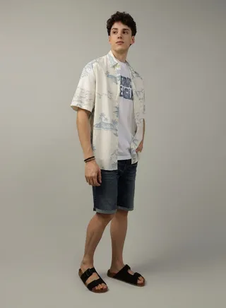 AE Tropical Button-Up Poolside Shirt 