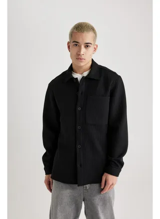 Man Regular Fit Woven Long Sleeve Shirt 