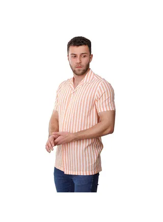 Coup Strip Shirt For Men - Regular Fit - Orange & White 