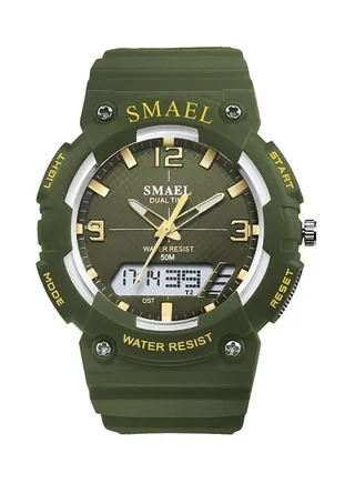 Kids' Water Resistant Rubber Analog+Digital Watch Smael-46-GREE 