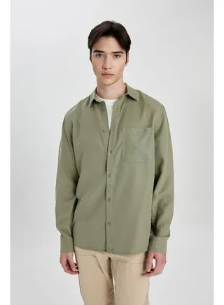 Man Regular Fit Woven Long Sleeve Shirt 