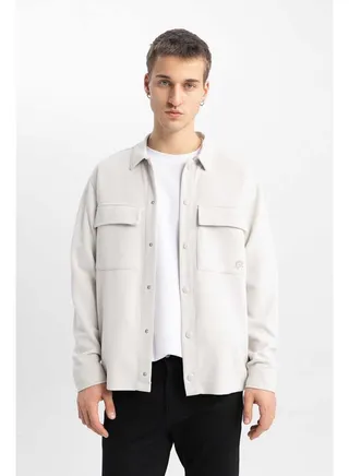 Man Relax Fit Woven Long Sleeve Shirt 