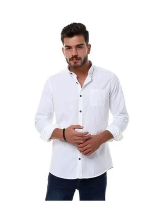 Full Sleeves Plain Buttoned White 