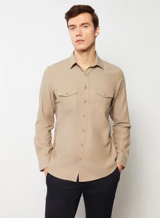 Regular Fit Long Sleeve Gabardine Shirt 