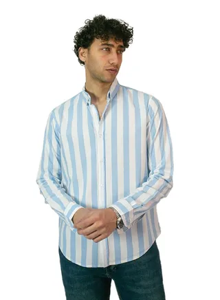 REGULAR FIT STRIPED LINEN SHIRT 