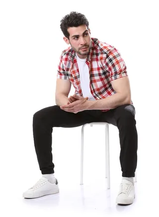 Tartan Full Buttons Summer Shirt - Red, Black & White 