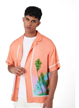 Tropical Print Short-Sleeve Shirt 