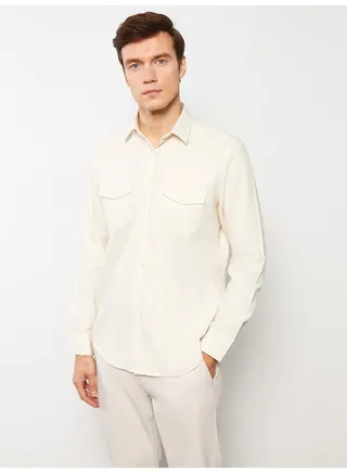 Regular Fit Long Sleeve Gabardine Shirt 