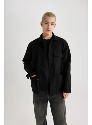 Man Relax Fit Woven Long Sleeve Shirt 