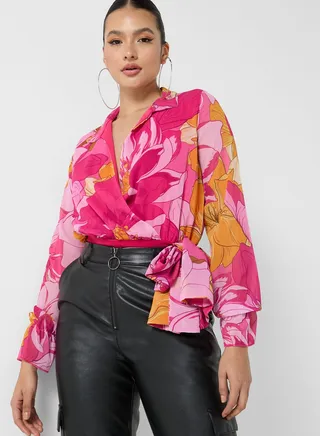 Floral Print Tie Detail Body