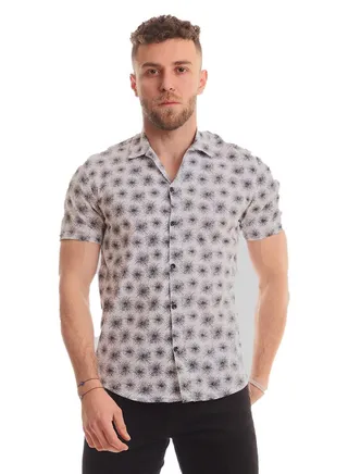 White Rabbit Fireworks Short Sleeves Buttoned Shirt For Men,White,2XL 