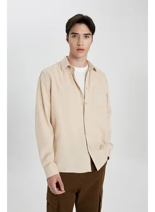 Man Regular Fit Woven Long Sleeve Shirt 