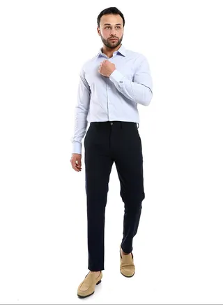Light Blue Regular Fit Buttoned Down Classic Shirt_Blue 