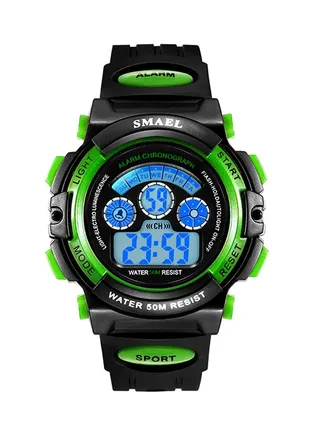 kids_unisex Water Resistant Rubber Digital Watch Smael-40-S-BLA-GRE 