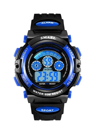 kids_unisex Water Resistant Rubber Digital Watch Smael-40-S-BLA-lBLU 