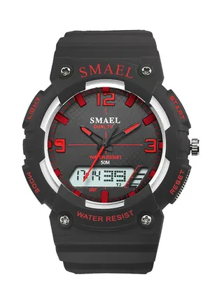 kids_unisex Water Resistant Rubber Analog+Digital Watch Smael-46-BLA-RED 