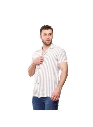 Coup Strip Shirt For Men - Regular Fit - Grey & White 