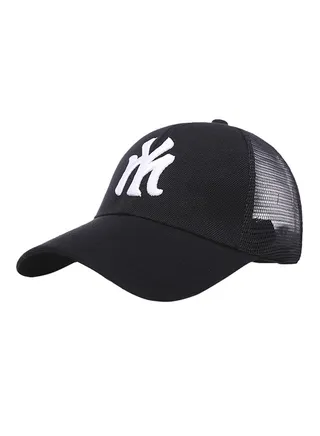 NY Embroidery Summer Mesh Snapback Hat Black 