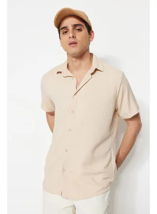 Stone Men's Regular Fit Short Sleeve Textured Knitted Shirt 