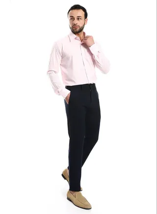 Classic Regular Fit Plain Rose Shirt_Pink 
