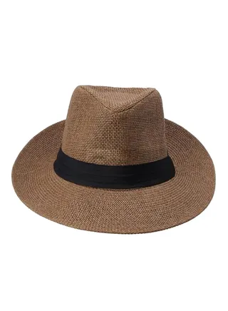 Ribbon Decor Panama Hat Coffee 
