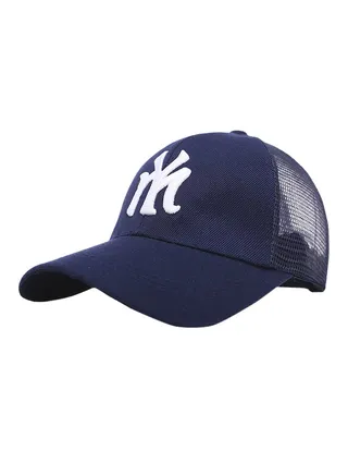 NY Embroidery Summer Mesh Snapback Hat Blue 