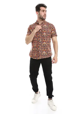 Patterned Summer Half Sleeves Shirt_Multicolour 