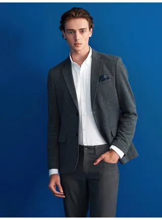 Slim Fit Long Sleeve Dobby Men's Shirt 