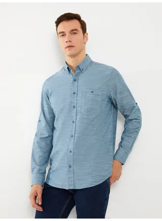 Regular Fit Long Sleeve Poplin Men's Shirt 
