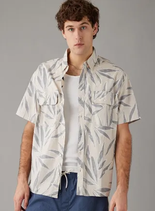 AE Tropical Button-Up Poolside Shirt 