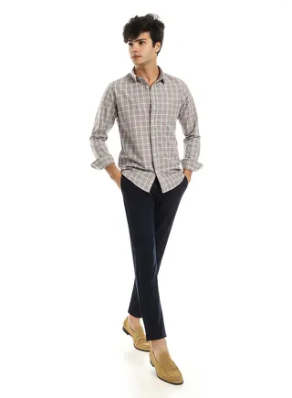 Beige Buttoned Everyday Shirt with Long Sleeves 