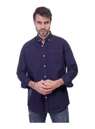 Coup - Solid Shirt with Long Sleeves and Pocket Detail 
