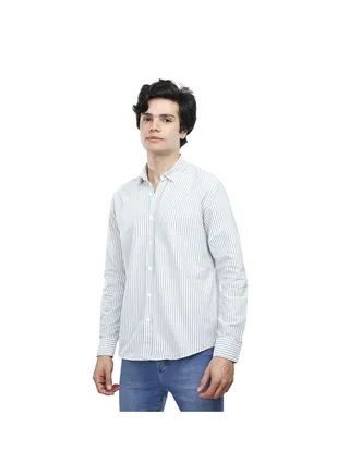 Coup Strip Shirt For Men - Regular Fit - Green & White 