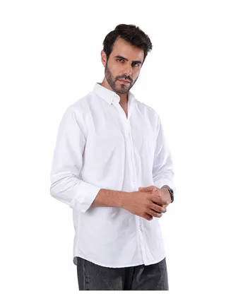 Coup - Solid Oxford Shirt with Long Sleeves 