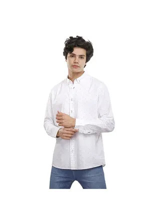 Coup All over print Shirt For Men - Regular Fit - White & Black 
