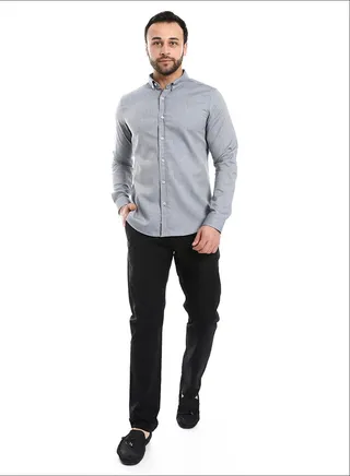 Solid Cotton Full Sleeves Casual Shirt_Heather Navy Blue 