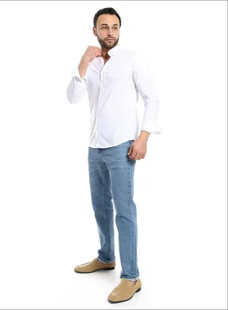 Solid Cotton Full Sleeves Casual Shirt_White 