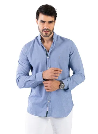 Men's Shirt - Made Of Cotton - Blue 