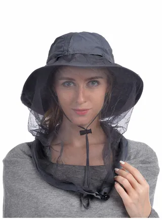 Head Net Hat, 50+ UPF Protection Safari Hat with Removable Mesh Hidden Netting 