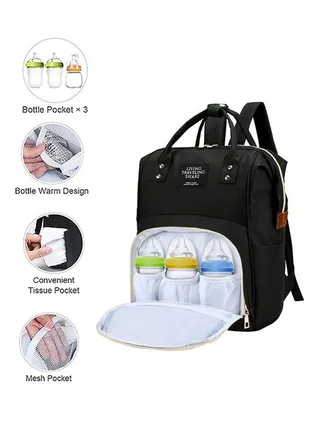 Large Capacity Portable Stylish Maternity Waterproof Multi-Functional Large Capacity Durable Baby Diaper Bag, Nappy Changing Backpack Bag, Baby Nappy Bag Black 