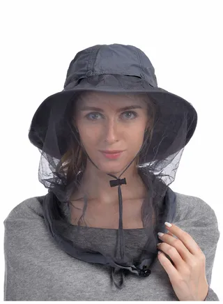 Head Net Hat, 50+ UPF Protection Safari Hat with Removable Mesh Hidden Netting 