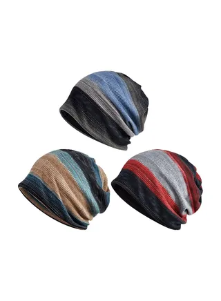 3 Pieces Slouchy Beanie for Men & Women, Beanie Cotton, Oversize Long Skull Cap Large Knit Hat, Slouchy Beanie Running Hat,  Lightweight Hip Hop Dwarf Hat Beanie Hat for All Seasons 