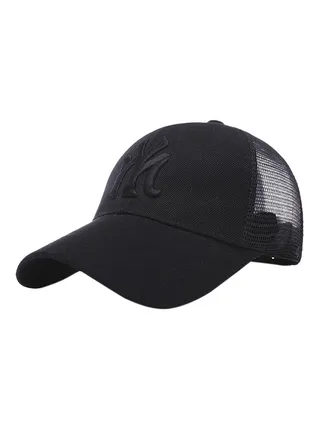 NY Embroidery Summer Mesh Snapback Hat Black 